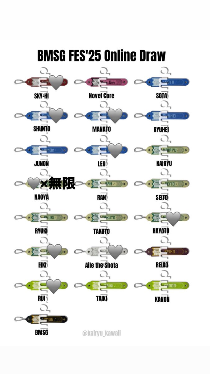 jinchann_11's tweet image. BMSG FES&apos;25 オンラインくじ 交換

【譲】 💖
【求】 🩶

コンプリート目指してるので全員分集まれば嬉しいです😭😭

 #BMSGFES25オンラインくじ  #BMSGくじ交換  #BMSG譲  #BMSG求