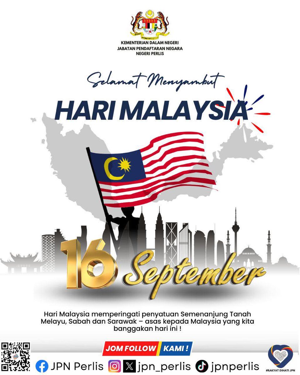 Selamat Menyambut Hari Malaysia! 🇲🇾✨

16 September adalah tarikh bersejarah yang memperingati penyatuan Semenanjung Tanah Melayu, Sabah dan Sarawak – asas kepada Malaysia yang kita banggakan hari ini.