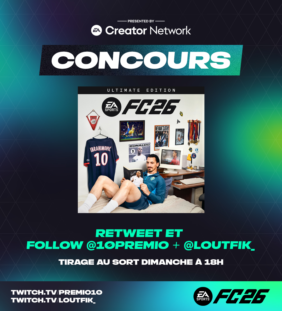 🚨 CONCOURS : GAGNE #FC26 ÉDITION ULTIME sur la plateforme de ton choix !

Pour participer : 
▶️ RT
▶️ Follow <a href="/10Premio/">Premio</a> &amp; <a href="/Loutfik_/">𝗟𝗢𝗨𝗧𝗙𝗜𝗞</a> 

Tirage au sort le 21/09 à 18h ! Un immense merci à
<a href="/easportsfcfr/">EA SPORTS FC France</a> #CreatorNetwork 💚