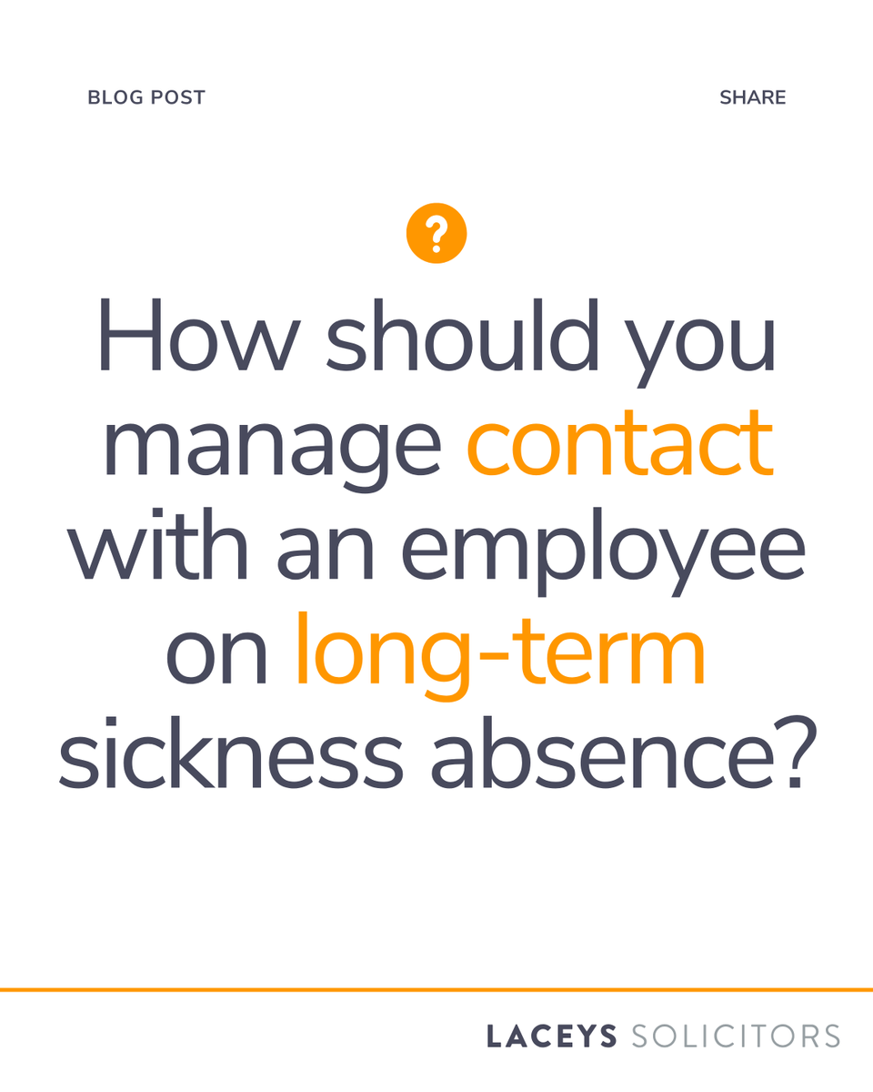 How should you manage contact with an employee on long-term sickness absence?

To find out more about supporting employees sensitively and effectively during long-term sickness absence, click here:
👉 laceyssolicitors.co.uk/keeping-in-tou…

#EmploymentLaw #HRSupport #SicknessAbsence