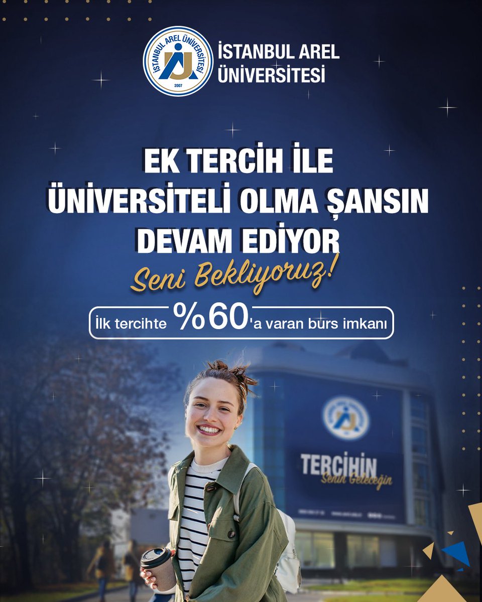 📌 Ek Yerleştirmeyle üniversiteli olma şansın devam ediyor!

Kontenjan ve burs bilgileri için:👇
aday.arel.edu.tr

#ArelÜniversitesi #TercihinSeninGeleceğin #ektercih