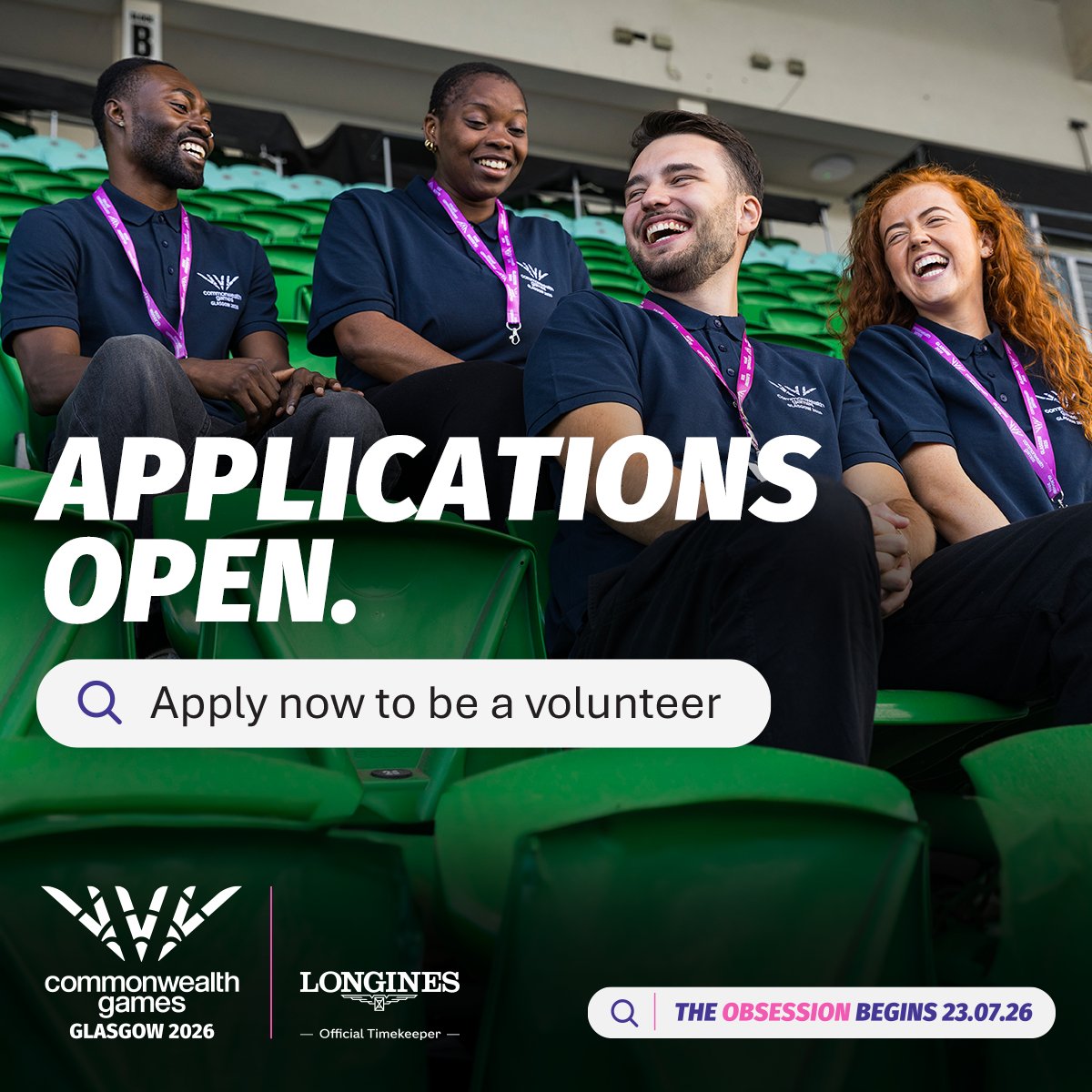 Glasgow_2026's tweet photo. 🚨 Applications 𝗢𝗣𝗘𝗡 🚨

Apply now to be a #Glasgow2026 volunteer! 🙌

https://t.co/gXrnJjGWGD