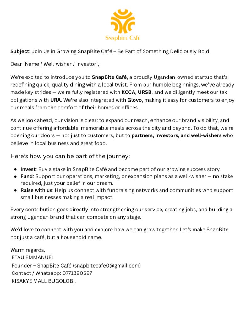 SnapbiteCafe's tweet image. PUBLIC NOTICE!!!! PUBLIC NOTICE!!!!
snapbitecafe0@gmail.com 
Contact: 0771390697