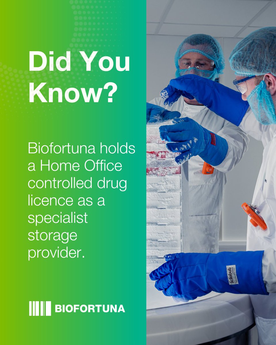 BiofortunaLtd's tweet image. Navigating sample storage can be challenging. We offer licensed, specialist storage services for diverse materials 🔬📦

Our tailored solutions let you focus on developing life-changing therapeutics.

Discover more 👉 lnkd.in/eekCbNgt

#ControlledStorage #Therapeautics