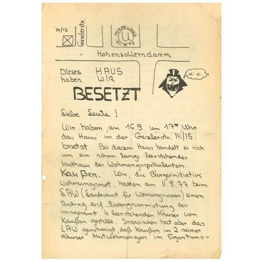 16.09.77, Berlin: Hihi - Die Gieseler Str. 14 in Wilmersdorf wird von der "BI Wohnungsnot" besetzt (aber am 17.09. leider geräumt).