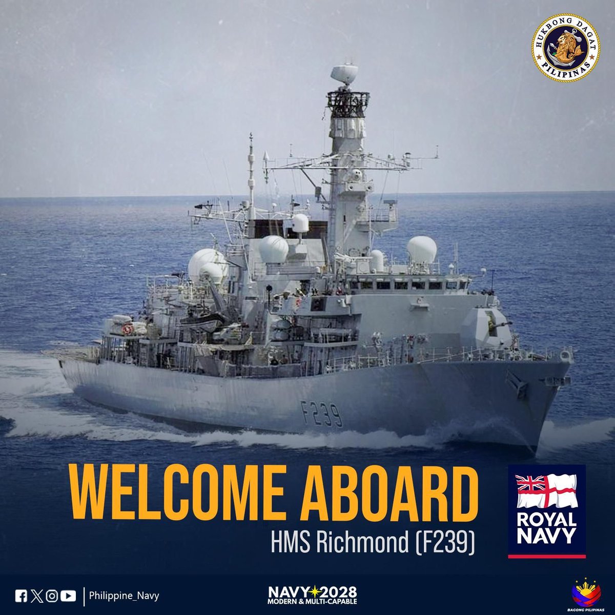 NavyLookout's tweet photo. .@HMS_Richmond due to arrive in Manila in the 🇵🇭Philippines for defence diplomacy visit #CSG25 

Via @Philippine_Navy https://t.co/9m2zlF8Wfu