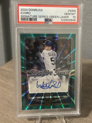 2024 Panini Donruss Signature Series Ichiro Auto Green Laser 9/15 PSA 10 POP 1 #ad #thehobby cardpromoter.com/2025/09/15/bas…