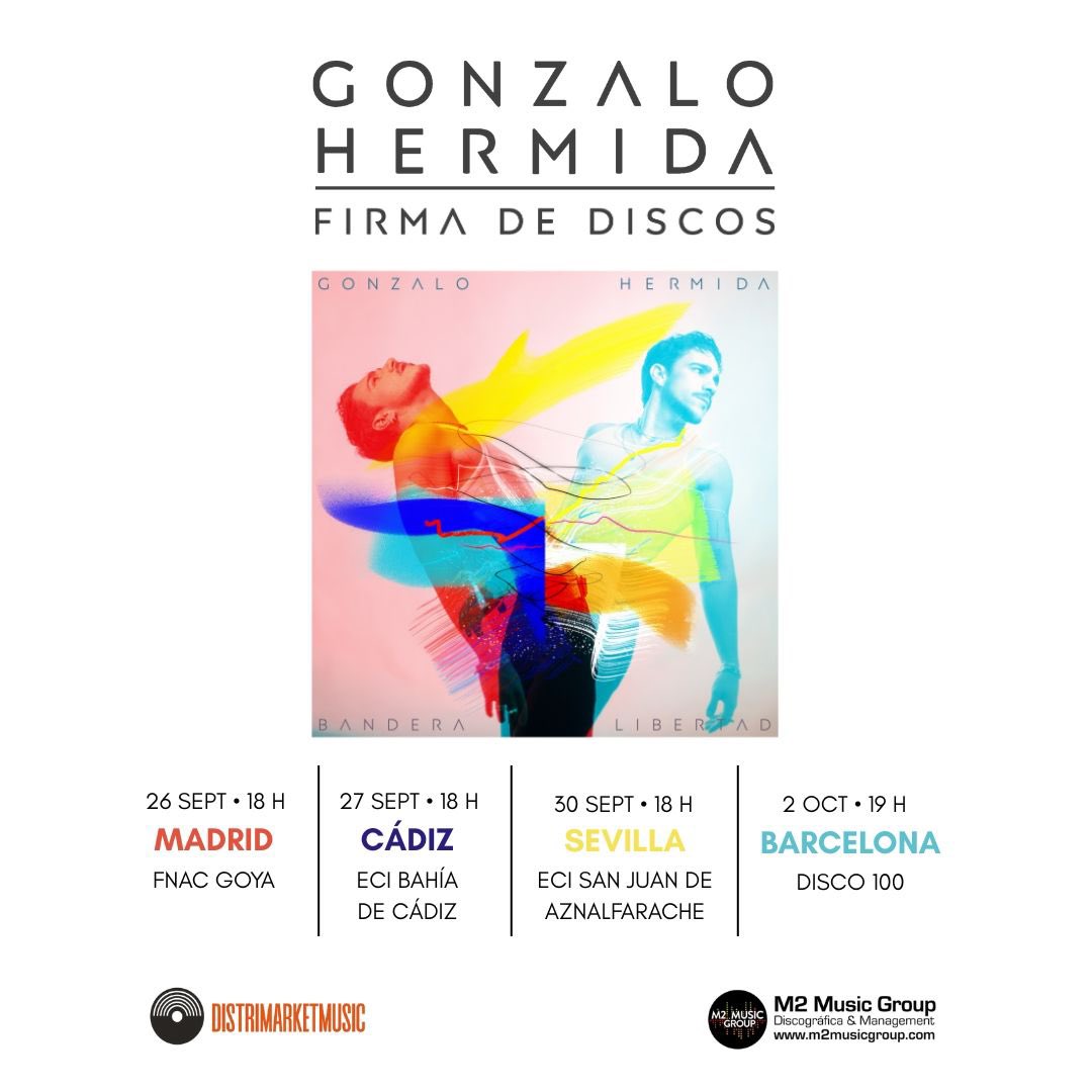 🎼¡Madrid, Cádiz, Sevilla o Barcelona. Las ciudades en las que podrás llevarte firmado el nuevo disco de <a href="/hermidagonzalo/">Gonzalo Hermida</a> , 'Bandera Libertad'!📀✍🏼