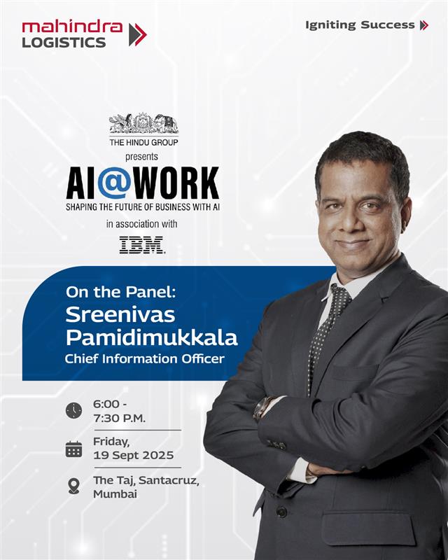 Mahindralog_MLL's tweet image. Sreenivas Pamidimukkala, our CIO, will join the panel at AI@Work, organised by @the_hindu Group. He will share insights on how enterprises can harness AI for security while strengthening risk management, resilience &amp;amp; control in AI-enabled ecosystems. #MahindraLogistics @ibm_in