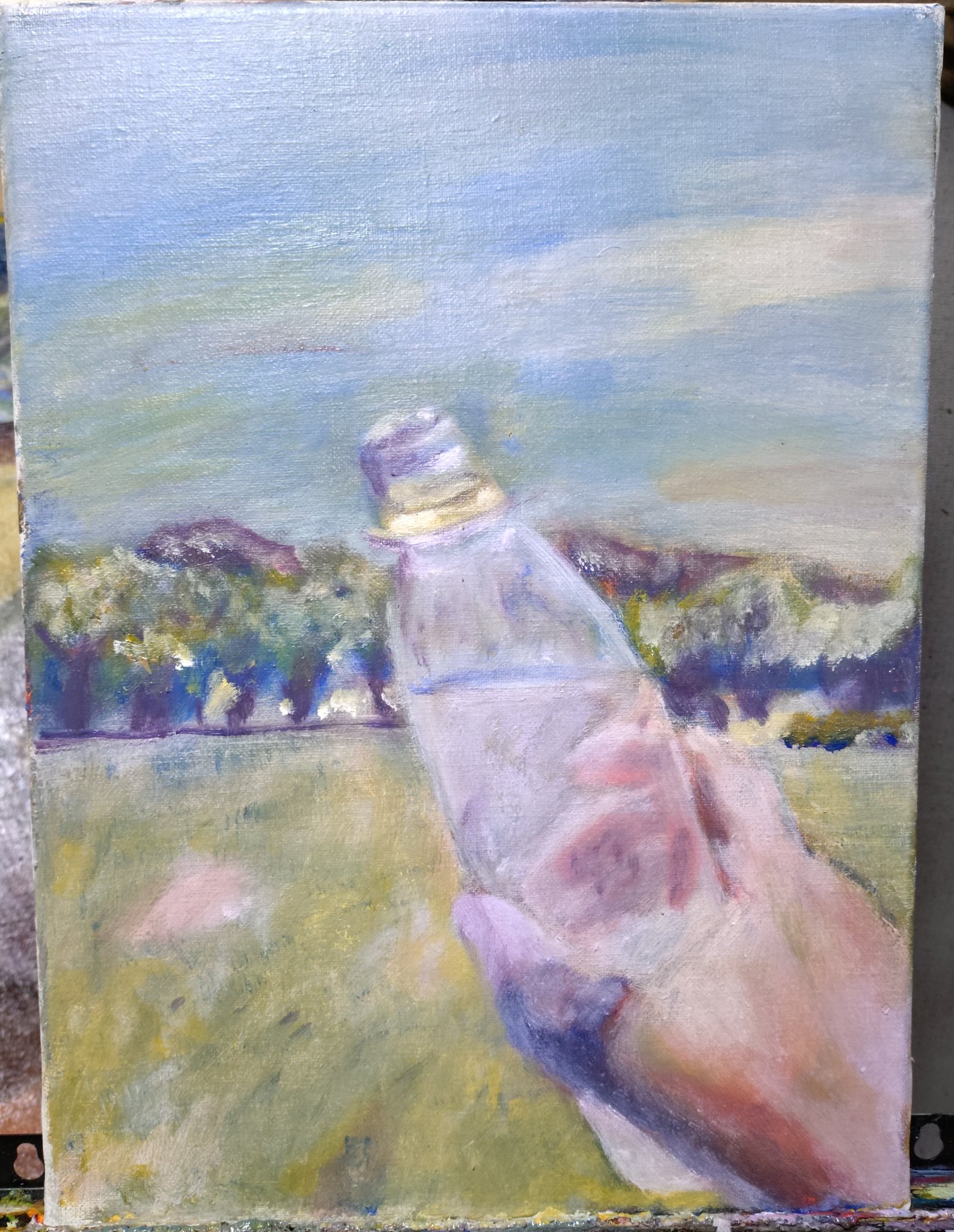 おれが描いた油絵！！ 村瀬真治「蓮葉氷」油絵・F4号 絵画買取・販売の小竹美術