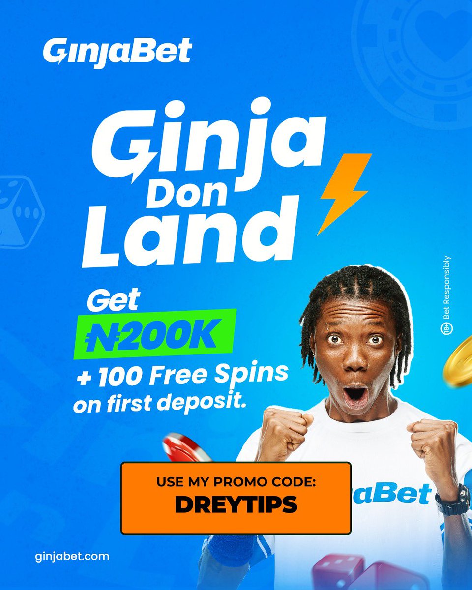 Banker Tips on Ginjabet ⭐️⭐️💥💥⭐️⭐️

10 ODDS 👉 DY77R4
 4  ODDS 👉 YE7FIR

SIGN UP HERE👉 affiliates.ginjabet.com/visit/?bta=357…

USE MY PROMO CODE 👉 DREYTIPS