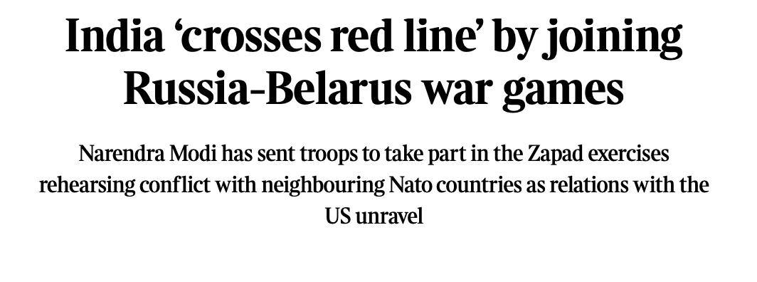 nexta_tv's tweet image. ❌ India crossed the red line: Modi sent troops to Russia and Belarus exercises against NATO

India sent 65 troops to participate in the Zapad-2025 exercises, where Russia and Belarus are practicing war with NATO.

Delhi's move is seen as an open challenge to the US and Europe,…