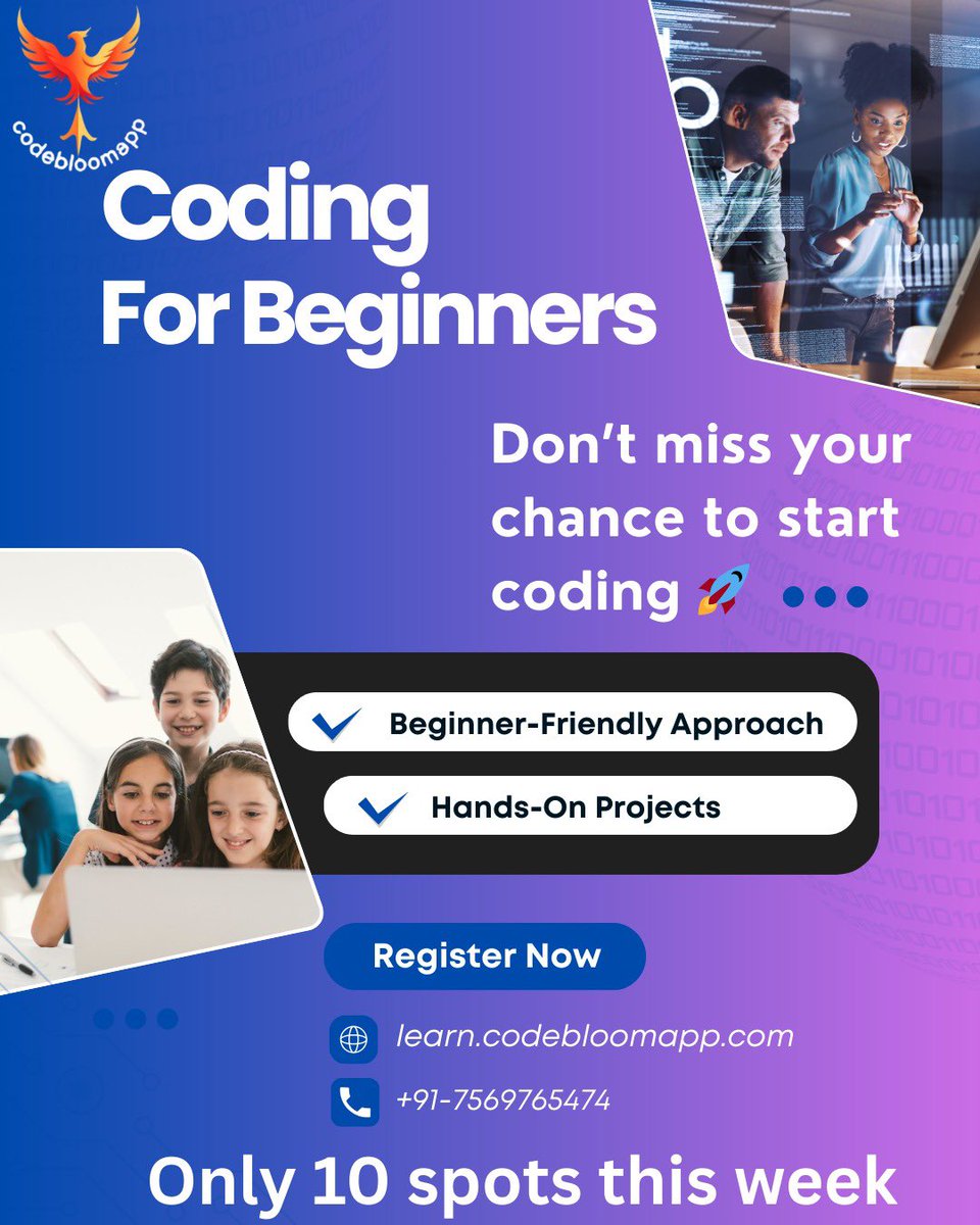 codebloomapp's tweet image. 💻🚀 Enroll Now with CodeBloomApp!
Boost your knowledge and career growth.
Don’t miss the chance to learn, build, and create with us – limited seats available!
👉 Book your free demo today and start your journey with CodeBloomApp.
learn.codebloomapp.com
+91 75697 65474