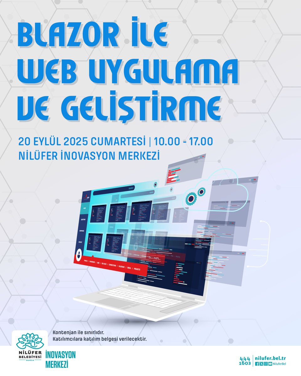 nilovasyon's tweet image. 📢 Sizleri, Nilüfer İnovasyon Merkezi tarafından gerçekleştirilecek “Blazor ile Web Uygulama Geliştirme” eğitimine davet ediyoruz!

Yüz yüze gerçekleşecek olan eğitime kayıt için;⏬
linkin.bio/nilovasyon

#Blazor #BlazorWebAssembly #WebUygulama #WebUygulamaGeliştirme #Routing