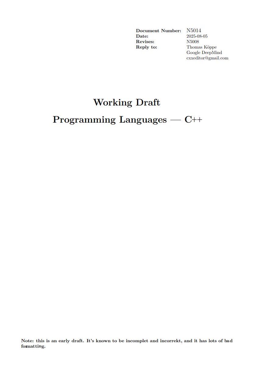 Jaromir Hamala (@jerrinot) on Twitter photo C++ geeks can be funny too! 😅
"Note: this is an early draft. It’s known to be incomplet and incorrekt, and it has lots of bad
formatting." C++ geeks can be funny too! 😅
"Note: this is an early draft. It’s known to be incomplet and incorrekt, and it has lots of bad
formatting."