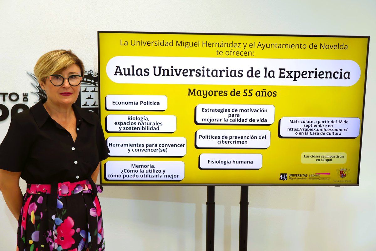 Se abre el periodo de matrícula para la sede de Novelda de las Aulas Universitarias de la Experiencia
lc.cx/qyc3Pb