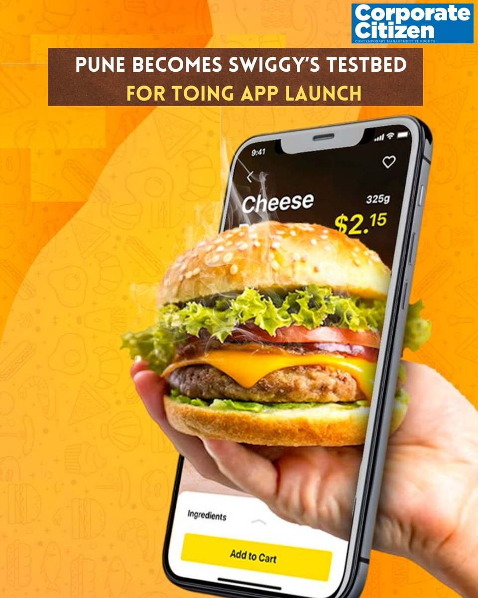 Swiggy enters Pune with Toing, its new app for affordable meals priced ₹100–150. Aimed at students &amp; young professionals, Toing rivals Zepto Café &amp; Rapido’s Ownly. First Swiggy app launched outside Bengaluru! 🚀 

#SwiggyToing #AffordableEats #FoodTech #Swiggy #ZeptoCafe
