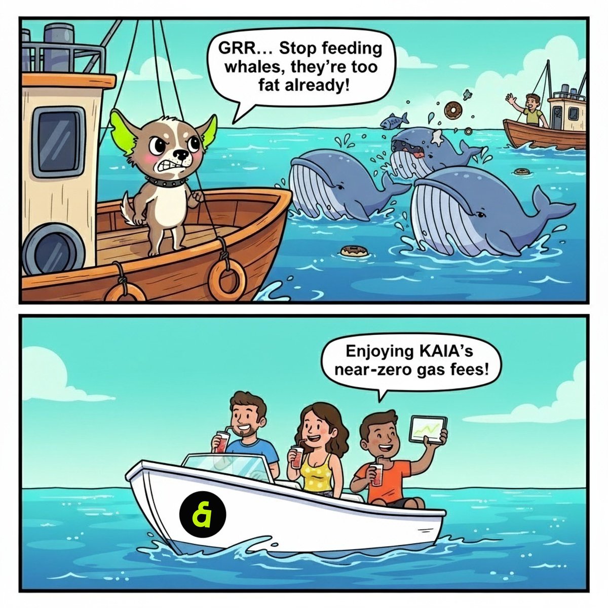 GRR... Stop feeding whales, they're too fat already!

GRR... While you're whale-watching, I'm here enjoying KAIA's near-zero gas fees! Other chains can keep their overpriced nonsense! 

#CHIWAT #KAIA #Memecoin