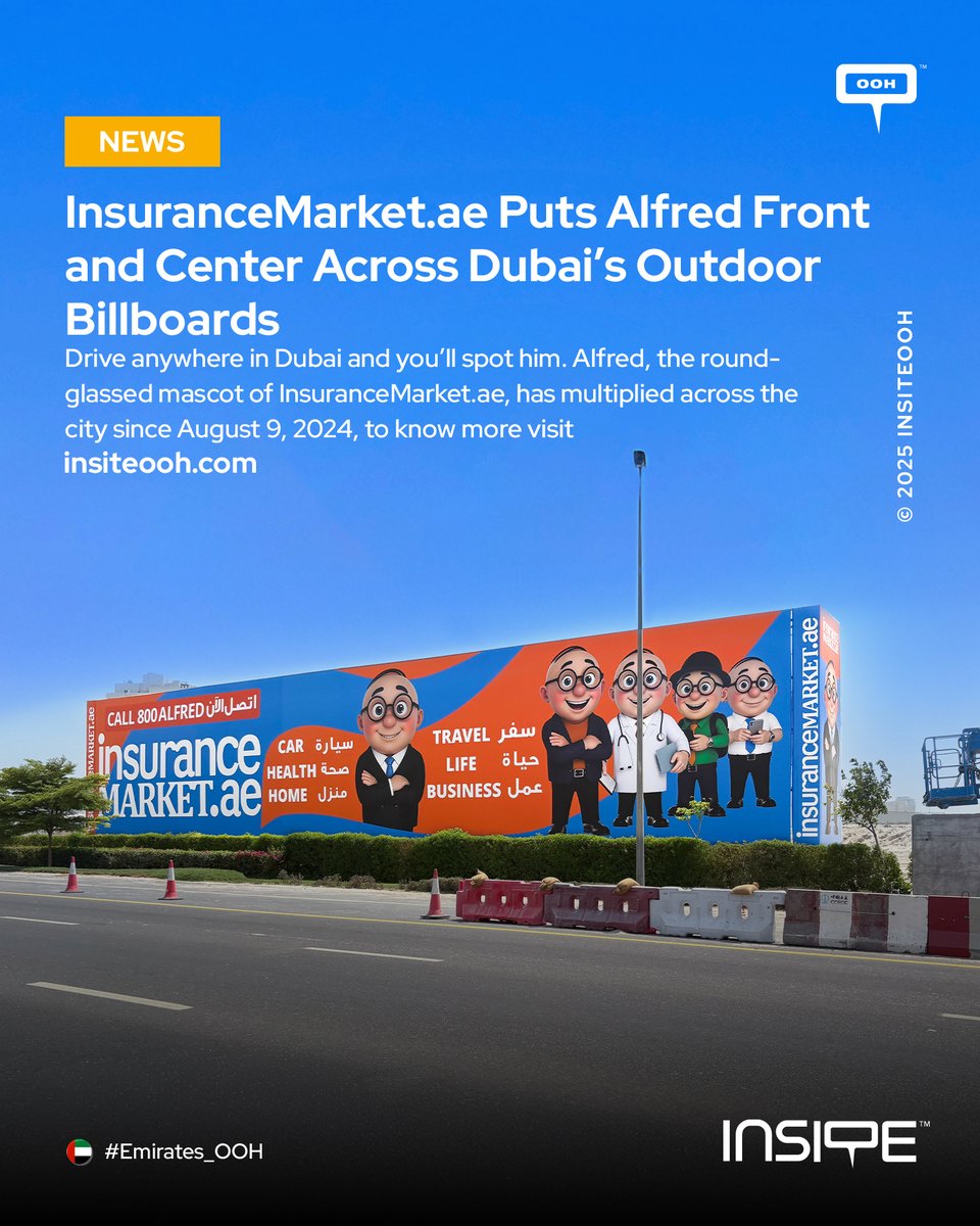 INSITE OOH (@insiteooh) on Twitter photo Since August 9, 2024, Alfred, <a href="/800ALFRED/">InsuranceMarket.ae</a>'s round-glassed mascot, has been appearing across #Dubai.
Read the full article 👇
insiteooh.com/article/12581-…
#InsiteOOH🪧#MediaTrends #OOHCampaigns
#OutOfHome #OOH_Emirates 🇦🇪 #OOHMarketing Since August 9, 2024, Alfred, <a href="/800ALFRED/">InsuranceMarket.ae</a>'s round-glassed mascot, has been appearing across #Dubai.
Read the full article 👇
insiteooh.com/article/12581-…
#InsiteOOH🪧#MediaTrends #OOHCampaigns
#OutOfHome #OOH_Emirates 🇦🇪 #OOHMarketing