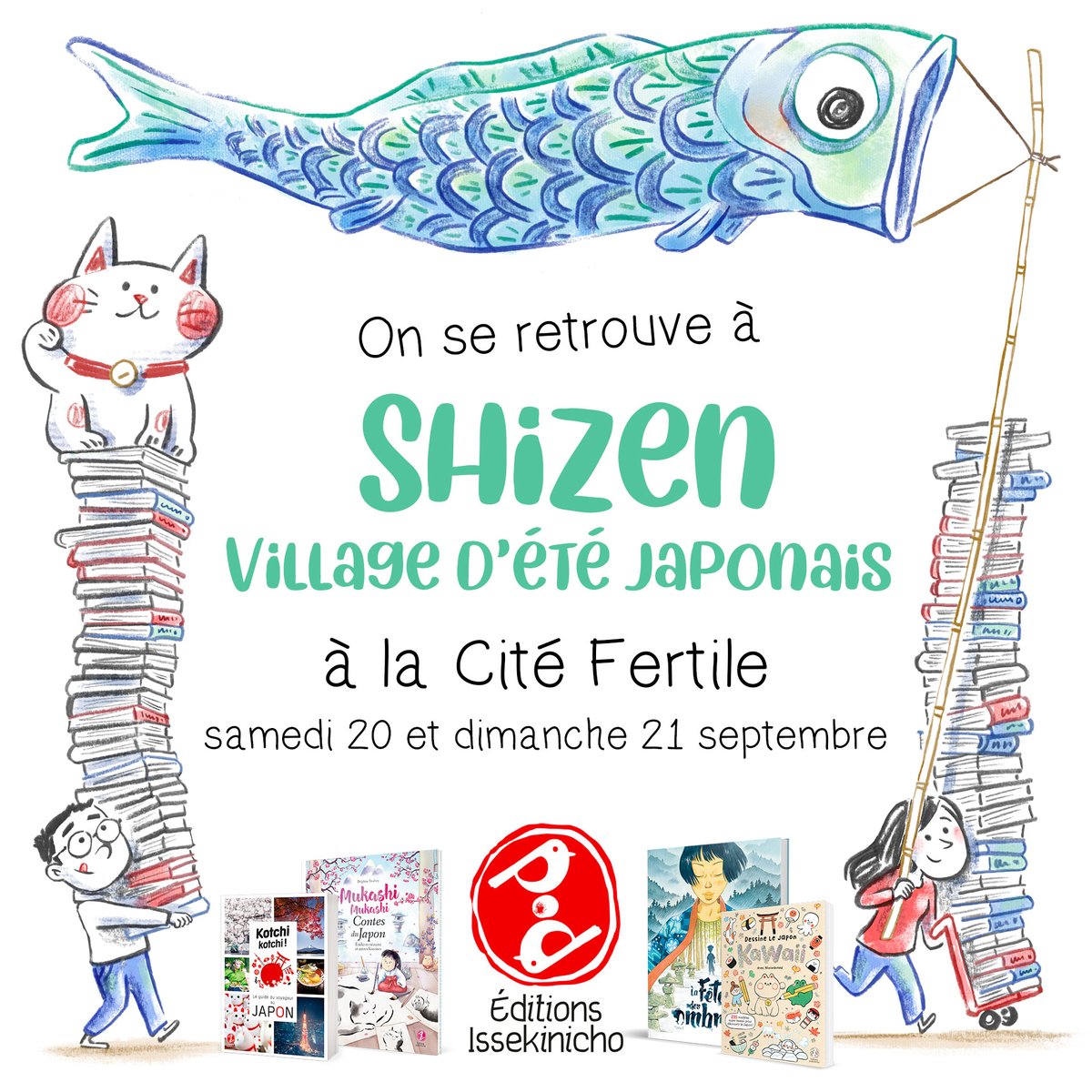Isseki_nicho's tweet image. Hello ! Le week-end prochain, nous serons à SHIZEN, un grand village d'été japonais à la Cité Fertile (Pantin)
🇯🇵 Artisanat, brocante, concerts, animations, gastronomie… et livres sur le Japon !
Les 20 et 21 septembre - Entrée gratuite
#sortiraparis #japon
