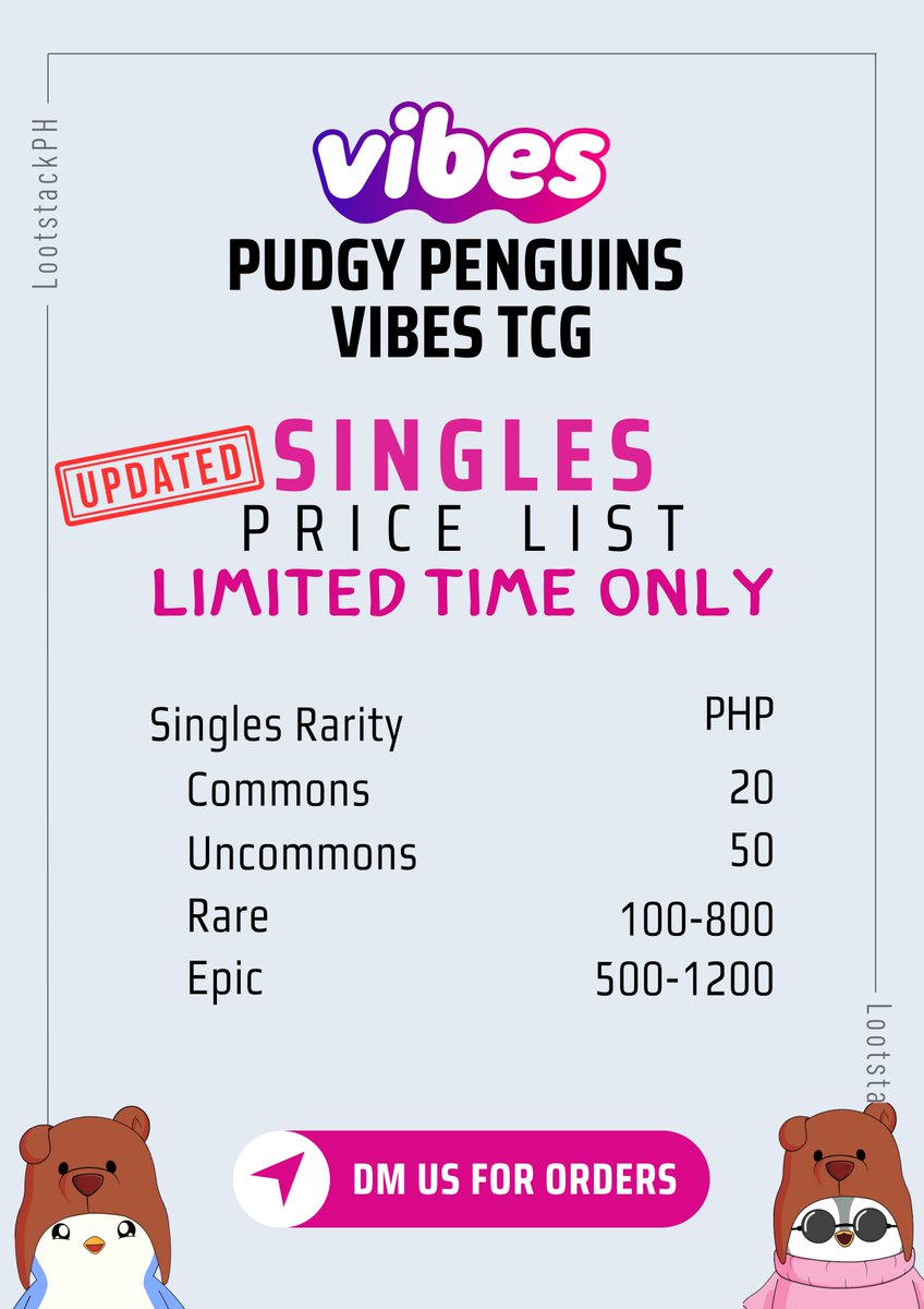 Freshly updated! Check out our latest Singles Pricelist and grab your must-have cards before they’re gone!
👉bit.ly/Lootstacksingl…