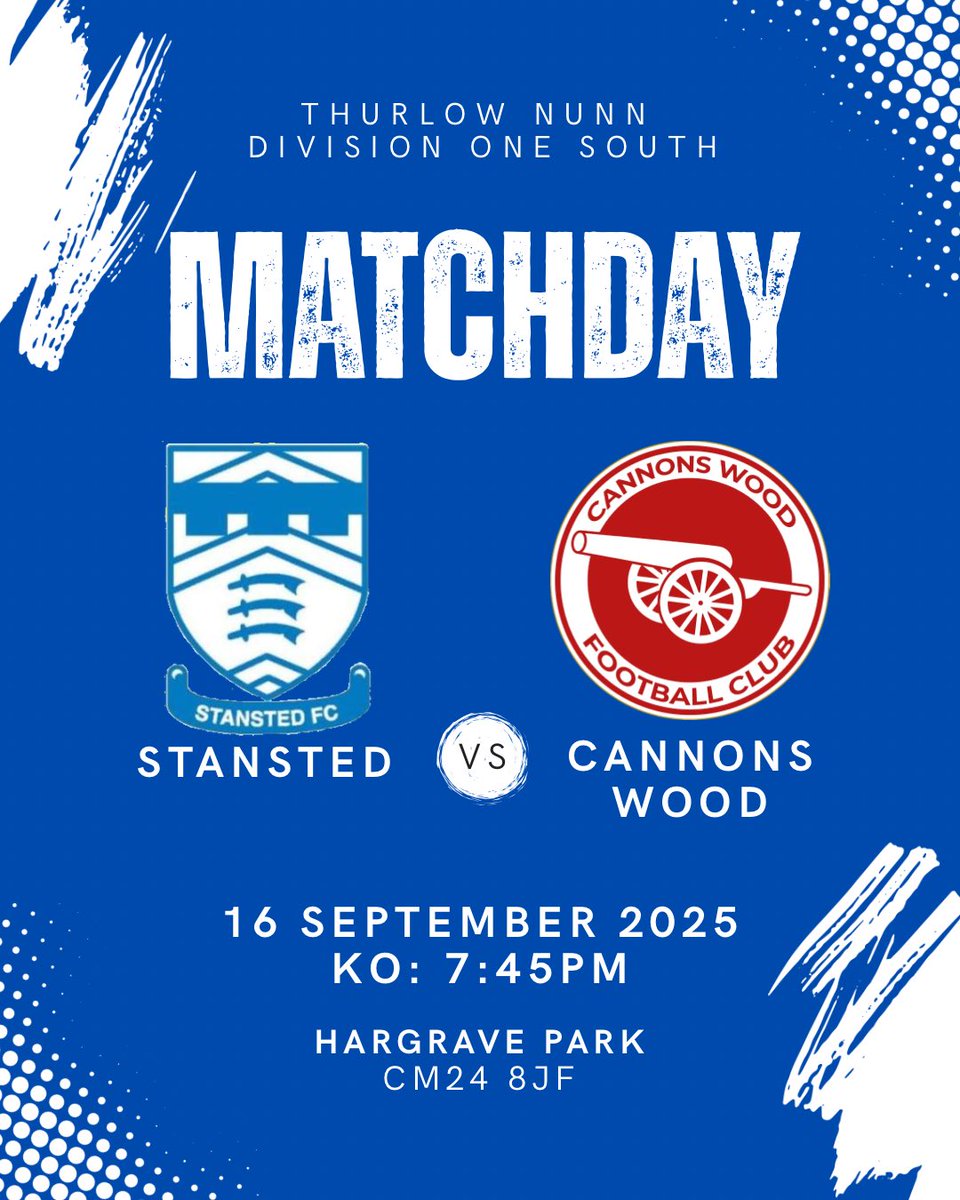 FCStansted's tweet image. IT’S MATCHDAY!!!✈️

Join us tonight as we take on @CannonsWoodFC under the lights at Hargrave Park💙

⏰KO: 7:45pm
🎟️Adults: £7, Concessions: £4, U16s: Free
🍺Bar and T-Bar open

#AirportArmy