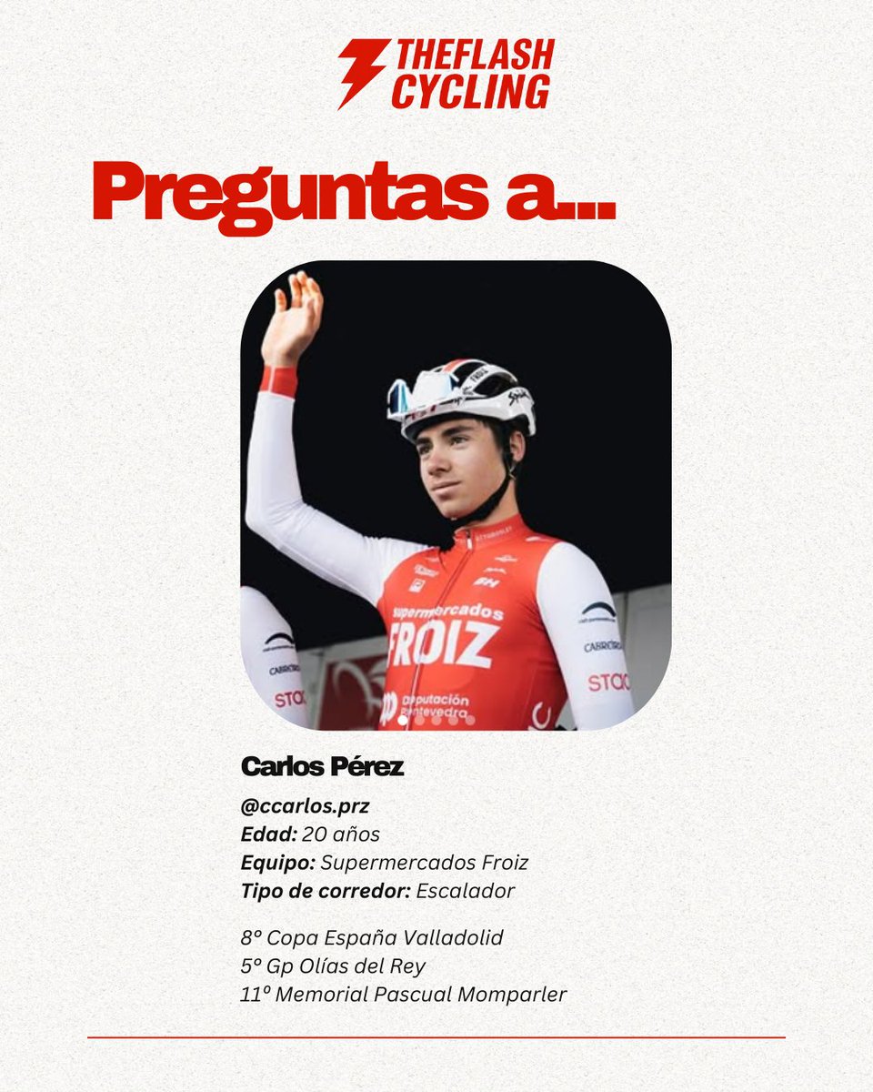 TheFlashCycling's tweet image. 🔴 PREGUNTAMOS A… Carlos Pérez 🔴
Escardador del Supermercados Foriz 🚴‍♂️🔥

Con solo 20 años sigue sumando grandes resultados en la Copa de España, con varios Top 20 y un 8º puesto. 🏆

En esta entrevista nos cuenta:
⚡ Cómo ha vivido su temporada
⚡ Futuro
⚡ Una curiosidad