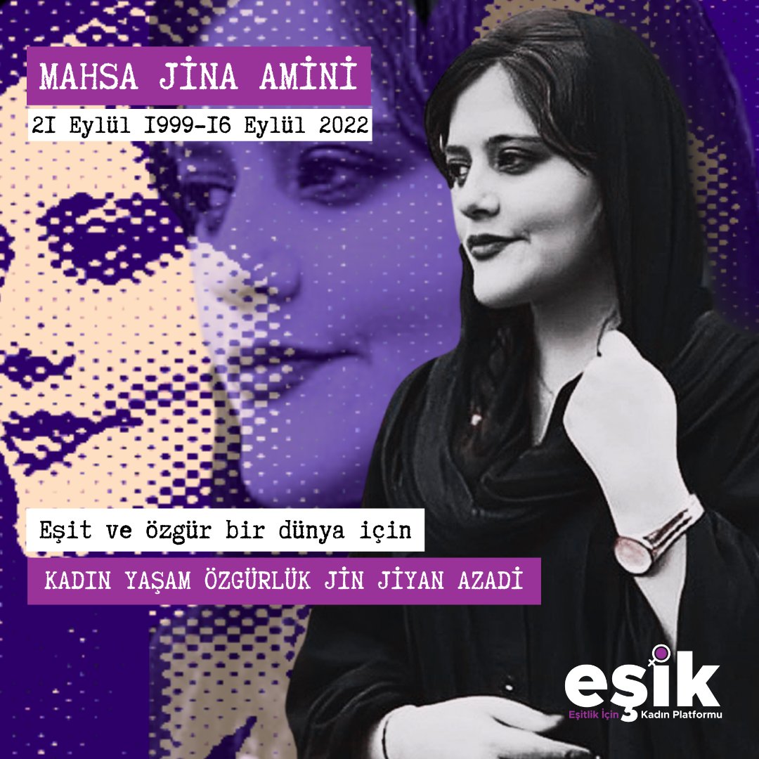 🟣 Bugün #MahsaJinaAmini ’nin baş örtüsünü İran ahlak polisinin istediği şekilde takmadığı gerekçesiyle şiddet görerek öldürülmesinin yıl dönümü. Anısına saygıyla…

O'nun, uğruna hayatını ortaya koyduğu özgürlük ve eşitlik mücadelesi, bugün hâlâ dünyanın dört bir yanında