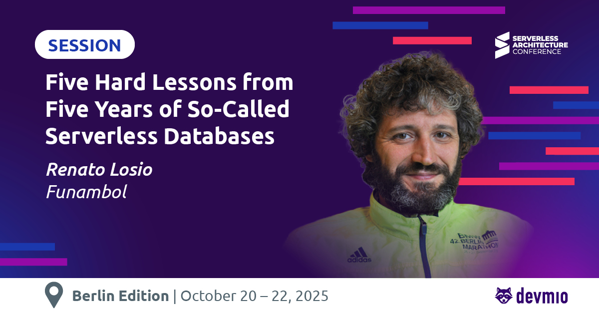 serverlesscon's tweet image. Join Renato Losio at Serverless Architecture Conference Berlin as he shares hard-earned lessons from years with Aurora Serverless, DynamoDB & more. Expect myths busted, costs dissected, pros & cons revealed...
👉 serverless-architecture.io/serverless-arc…
#Serverless #CloudNative #Databases