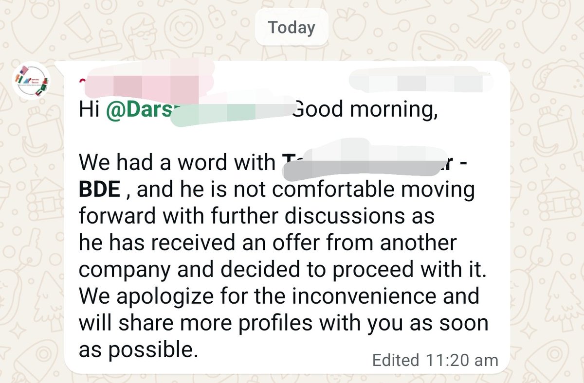 priteshlakhani's tweet image. Candidate asked for ₹36K in hand + perks. We offered more. Just asked for 6 months salary slips. Next morning, agency says: He got another offer.

Candidates don’t always reject because of pay. Sometimes they reject because you asked for proof of what they claimed.