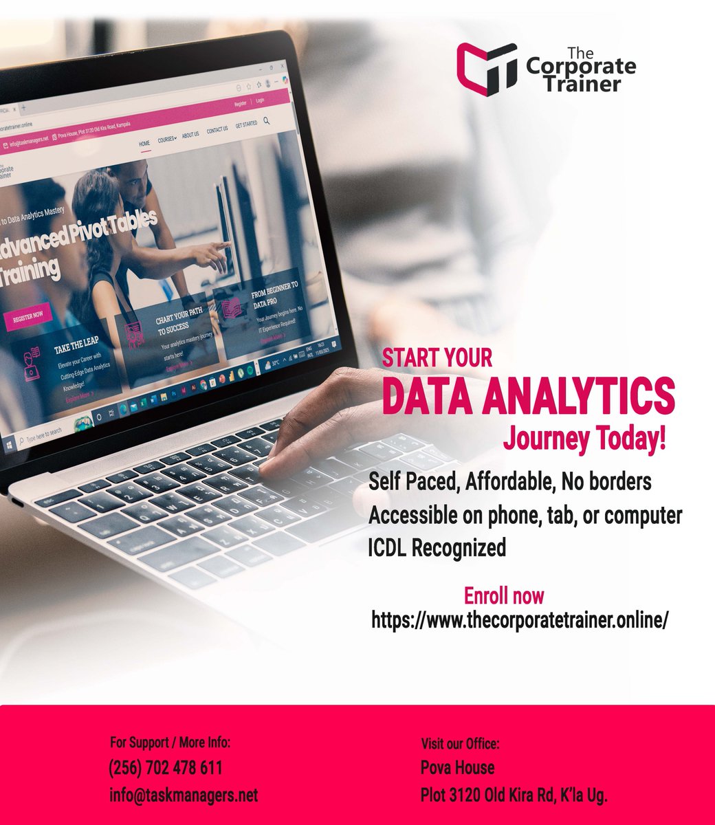 task_dataM's tweet image. Start your Data Analytics with #TheCorporateTrainer $ stay competitive in the employment space. The courses are highly practical with hands-on real business scenarios and offer a chance of acquiring #ICDLCertification upon passing of an exam.
Enroll: lnkd.in/eghb_6D4