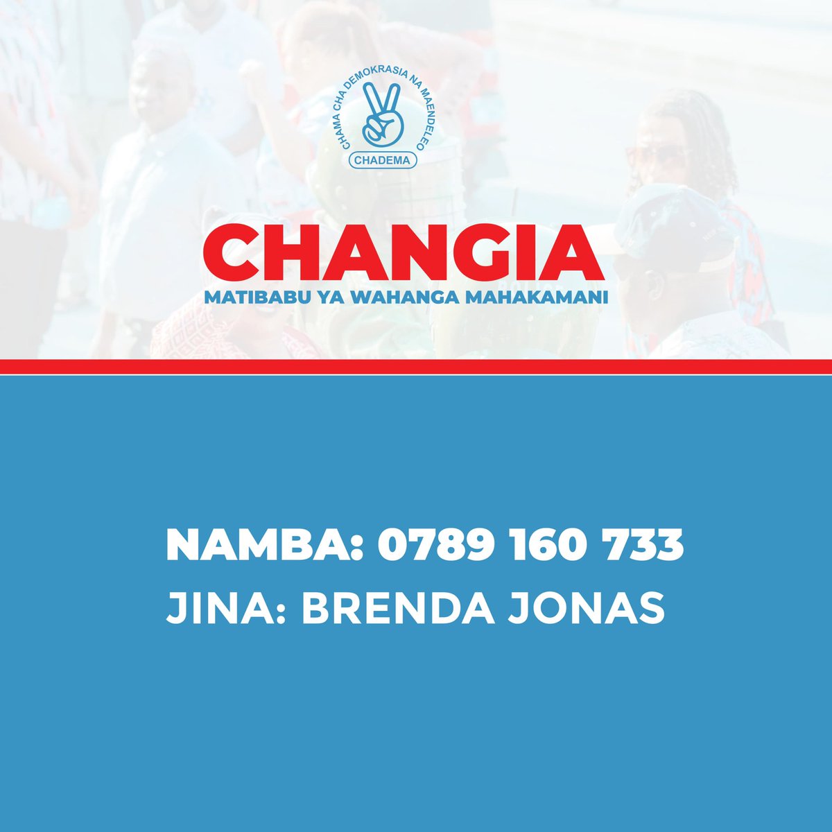 BrendaRupia's tweet photo. Ndugu watanzania.
Jana kuna wenzetu waliumizwa na Polisi Mahakamani walipokuja kufuatilia kesi ya UHAINIya Mhe Lissu. Mmoja alivunjika mkono na wengine wana majeraha mwili mzima.
Wengi wenu mliomba utaratibu wa namna ya kuwasaidia wenzetu matibabu ikiwa ni pamoja na kuwatia Moyo.
Tafadhali, tunaomba mchangie kwa namba hii.
PAMOJA TUNAWEZA.