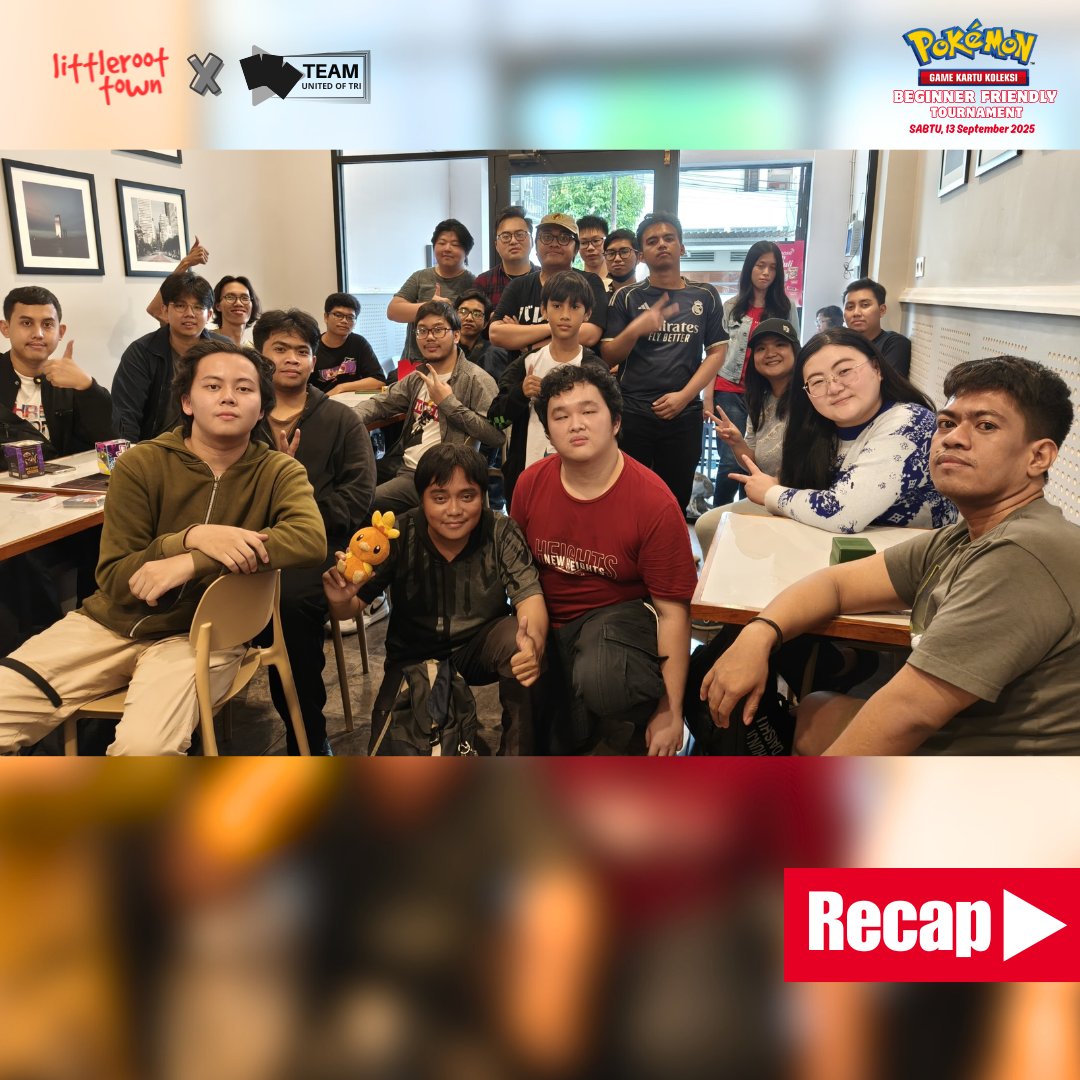 TeamUnitedofTri's tweet photo. Thankyou banget yang udah datang kemarin!!

Rekap event tournament Pokemon game kartu koleksi beginner friendly Bareng Littleroot town 13 September 2025 ! 

Full fotonya bisa di cek di https://t.co/iFPo0SXtKo 
#tcgindonesia #kartupokemon #tcgcommunity #kartutcg #pokemonindonesia https://t.co/JGelTMHFP0