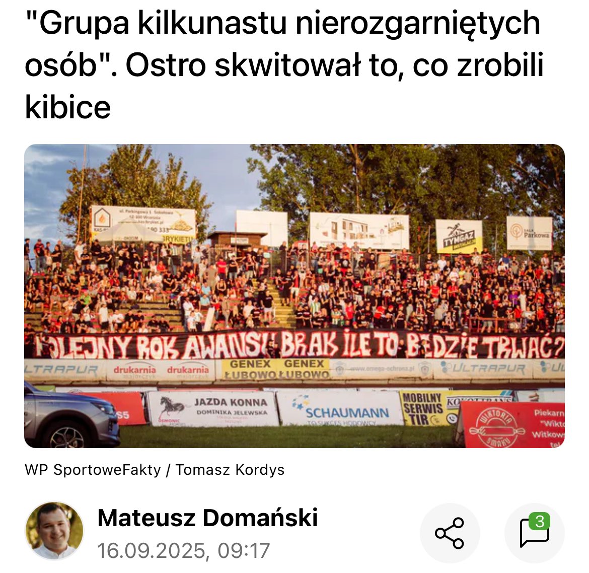 M_Domanski's tweet photo. Ustępujący prezes Startu pocisnął UM Gniezno, a dyrektor kontynuuje ganienie kibiców.

Ciekawe, jakby potencjalnie ten klub działał bez tego wsparcia UM i bez tych „złych” kibiców.

Droga donikąd. To moja prywatna opinia. https://t.co/sFmB7nZuWb