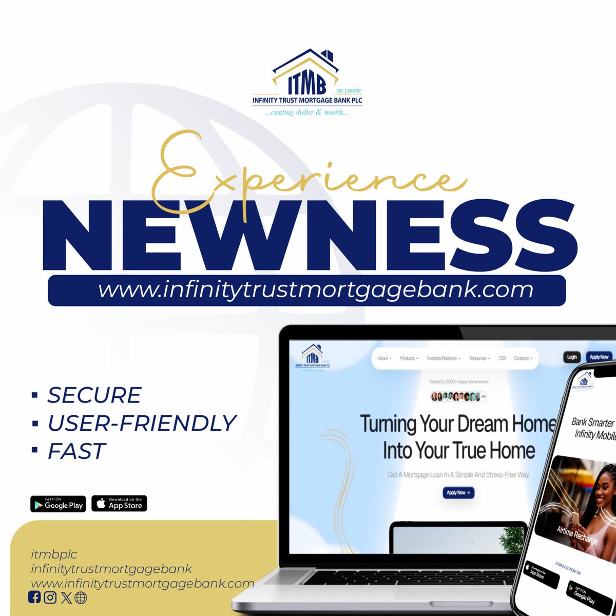 itmbplc's tweet image. Step into the future of banking with Infinity Trust Mortgage Bank 🌐website
 — where security meets speed and simplicity. Experience NEWNESS. Your dream home is just a click away.

#InfinityTrustMortgageBank #trust #websiteupdate