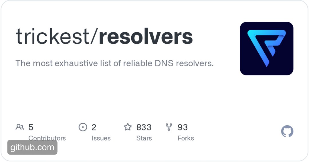 0xacb's tweet photo. If you need a list of trusted resolvers, e.g. to be used with puredns for active enumeration, @trick3st has a great one.

Just run this: 
⌨️ curl https://t.co/qRAi2eIwYn -O

More stuff at👇
https://t.co/oaiALPCrh9 https://t.co/mgaoYAQ3sZ
