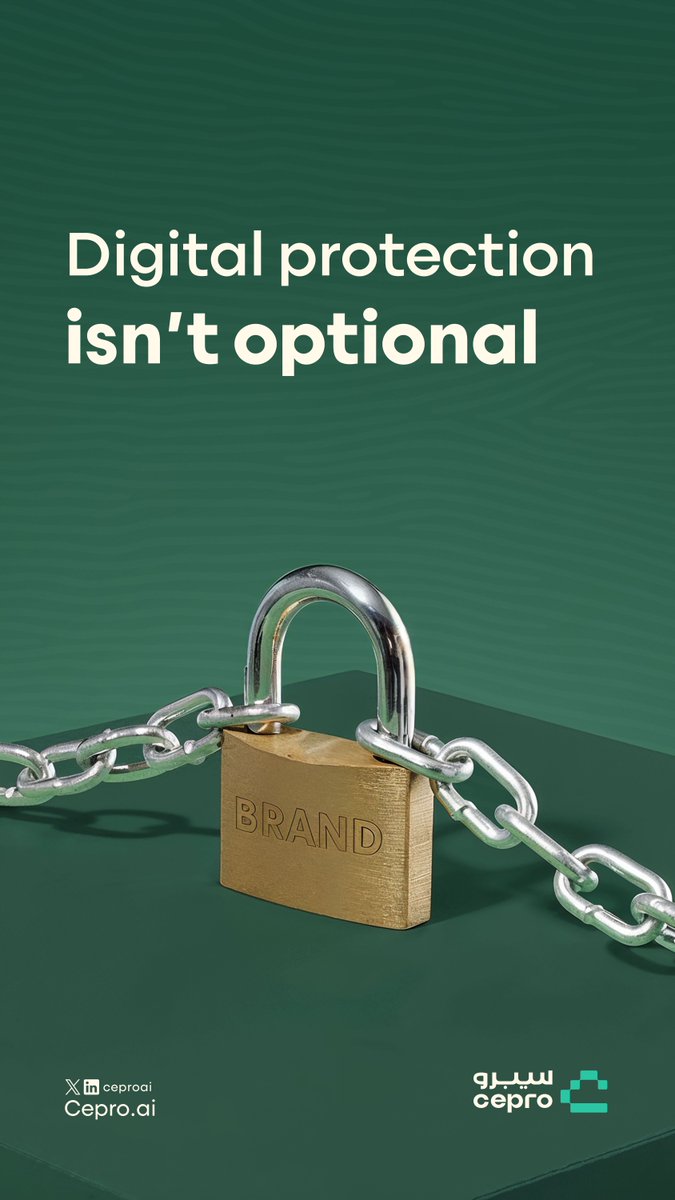 ceproai's tweet image. From fake ads using your brand, to counterfeit apps in your name, and identity impersonation on social platforms 
These threats erode customer trust and damage your brand reputation.
#Digital_Protection is not optional;it is the foundation of security