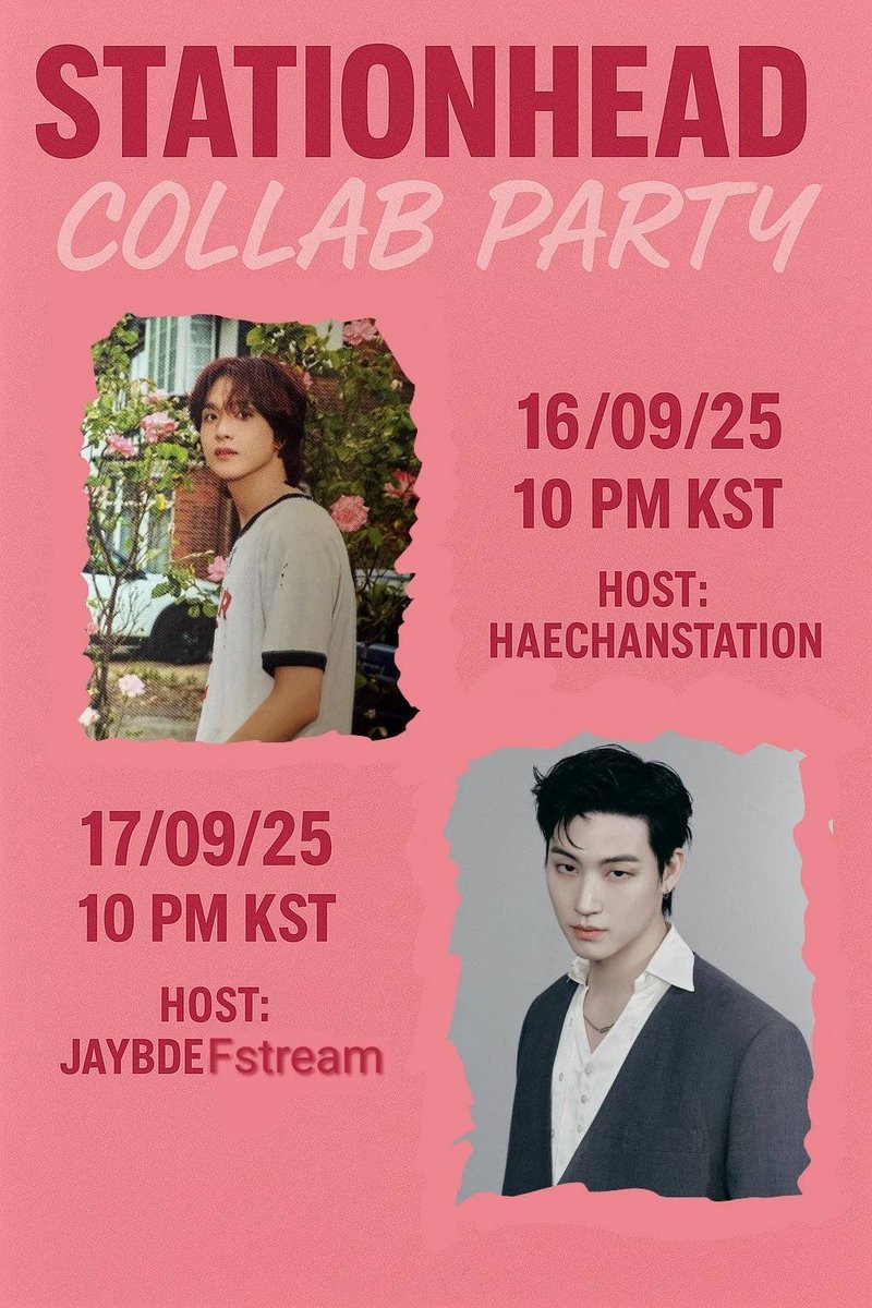 📢 COLLAB STREAMING PARTY 🎧

#HAECHAN x #JAYB

Come join 🔥

⏰ Streaming Time
🇰🇷 10PM–12AM KST

📅 16.9.2025
Host: <a href="/_HaechanStation/">HAECHAN STATION</a>
📻 stationhead.com/haechanstation

📅 17.9.2025
Host: <a href="/JAYBDEFstreams/">JAYBDef.streams</a>
📻 share.stationhead.com/y4msg4av8c26

#HAECHAN #해찬
