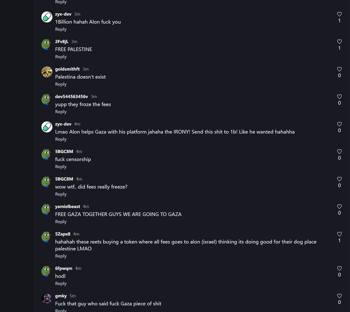 cfm_sol's tweet photo. $GAZA 1.12m-2.26m dyor

CA:39obbRw71cnYaCMvnWB5FeHyEaqJsWN3G4zAq1Ncpump  

okx wallet:https://t.co/Bj0nYzrPe2

add some:the livestream was banned by Pump, but the bullish sentiment remains strong, i believe the narrative has already shifted from charitable streaming to a political one.

and in the livestream chat, you can see everyone expressing support for Gaza, i believe it will continue to rise.