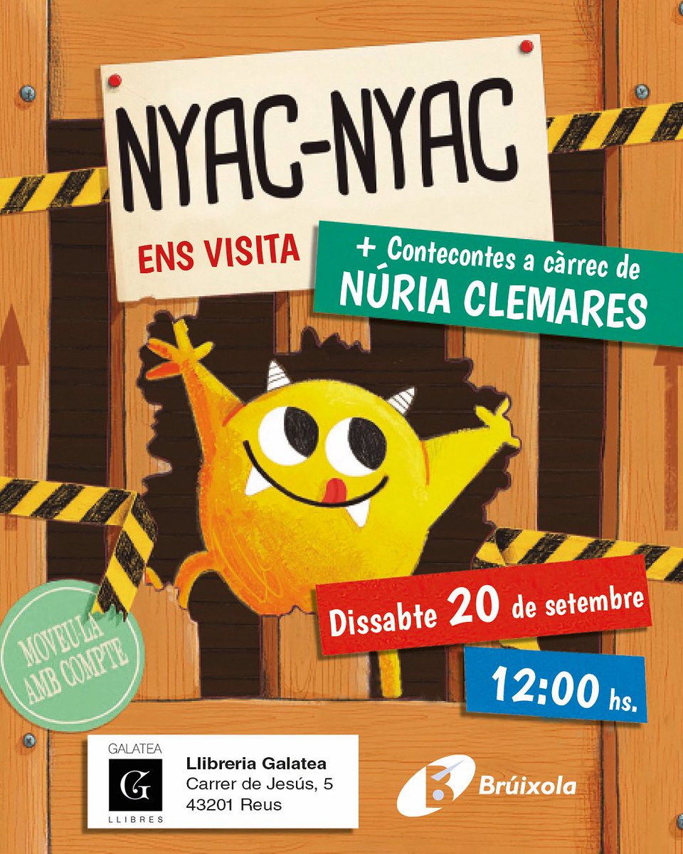Aquest dissabte, en Nyac-nyac i la <a href="/NClemares/">NúriaClemares</a> visiten <a href="/GalateaLlibres/">Galatea Llibres</a> amb un contacontes molt especial✨! Us hi esperem!