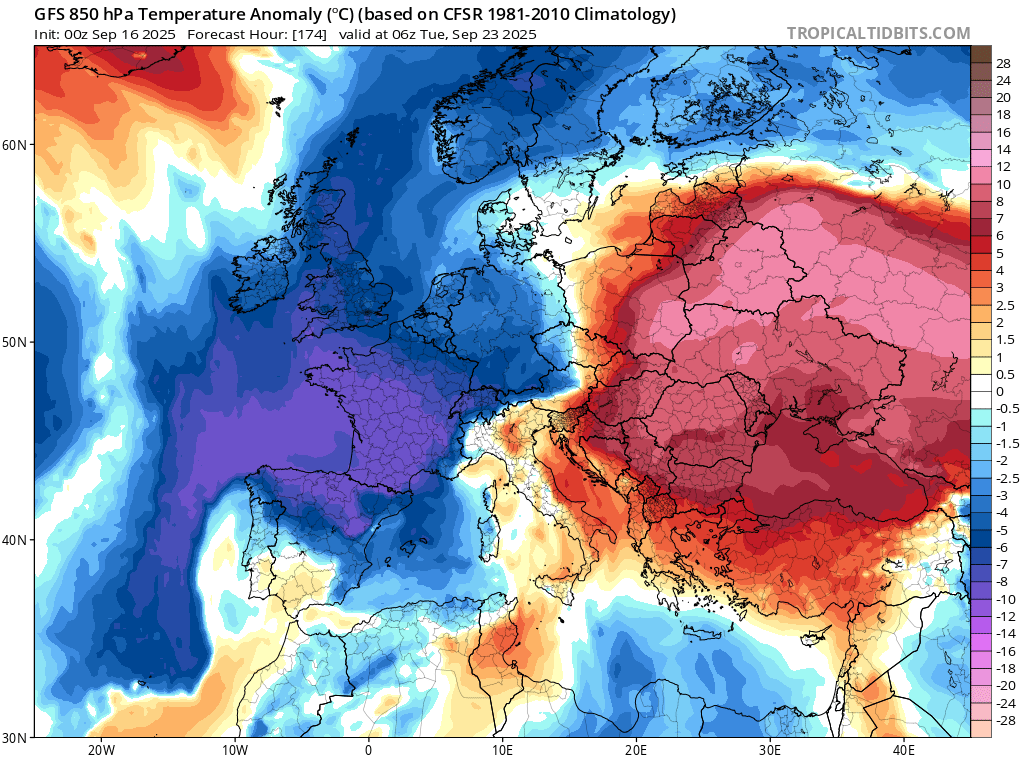 En cuestión de 5 días vamos a pasar de la imagen 1(jueves 18) a la imagen 2(martes 23).
Cambios muy importantes en las temperaturas propios de la estación de otoño.