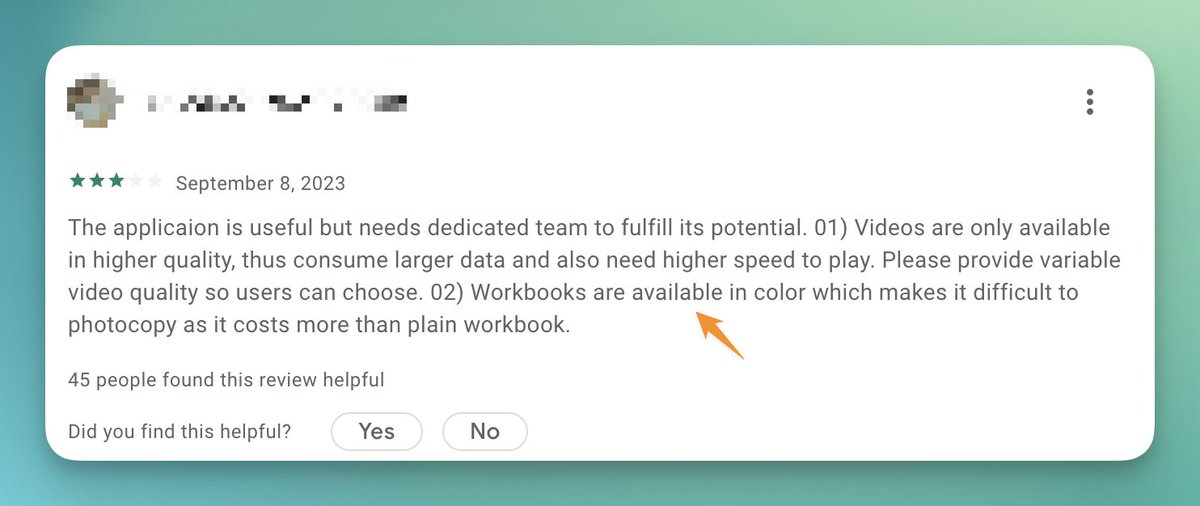 An interesting review for the 'Skill India' app. 

Workbooks in color = higher cost for photocopy