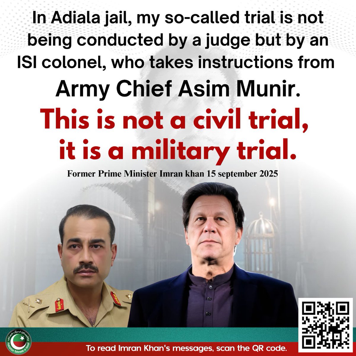InsafPK's tweet photo. اڈیالہ جیل کے اندر چلنے والے مقدمات بھی جج نہیں چلا رہے، بلکہ وہ بھی ائی ایس آئی کا کرنل چلا رہا ہے- جو کہ آرمی چیف عاصم منیر سے ہدایات لیتا ہے-
#SeatsBelongToPTI https://t.co/gfX0tK4LY1