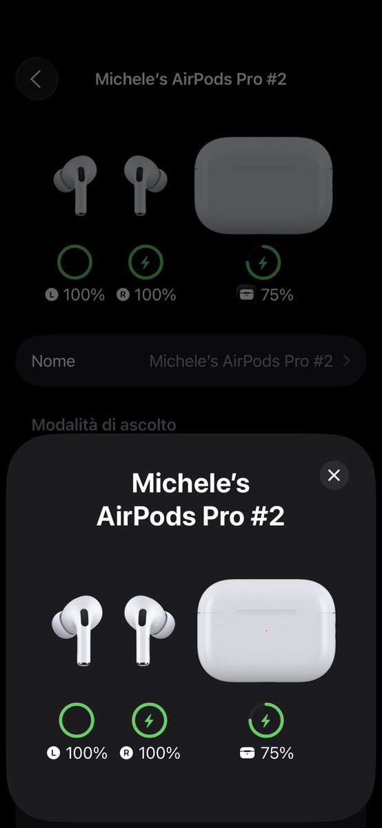 mick_bg's tweet photo. Found a tiny bug in #iOS26 : the little lightning icon is missing on the left earbud. @Apple @gregjoz https://t.co/bUwqMEXnQb