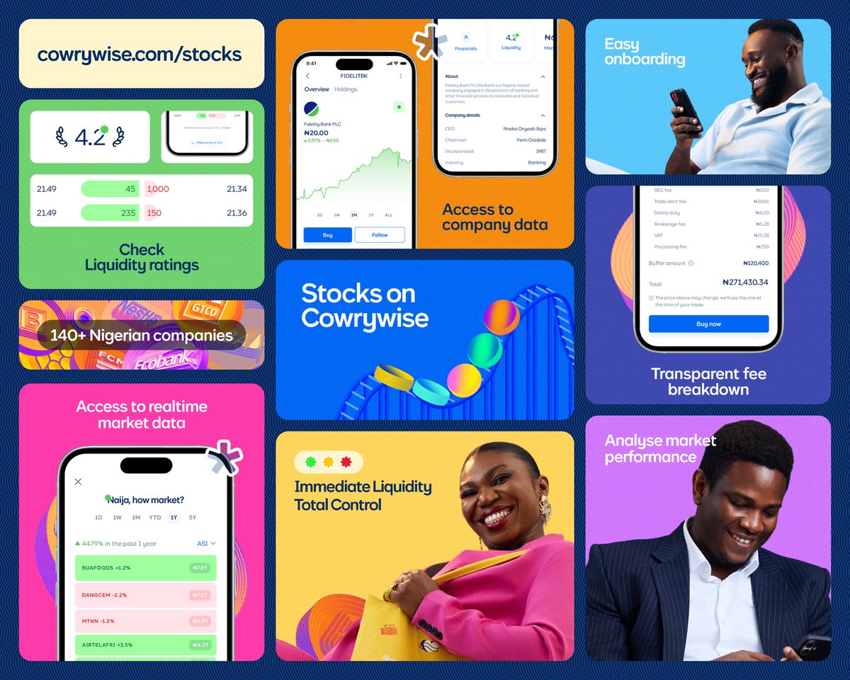 You know why the green on the stock market excites you? 

It’s movement and growth. 
Now add your money to the mix, the feeling is beyond!

Get real-time market data and a share of the green with Cowrywise today.