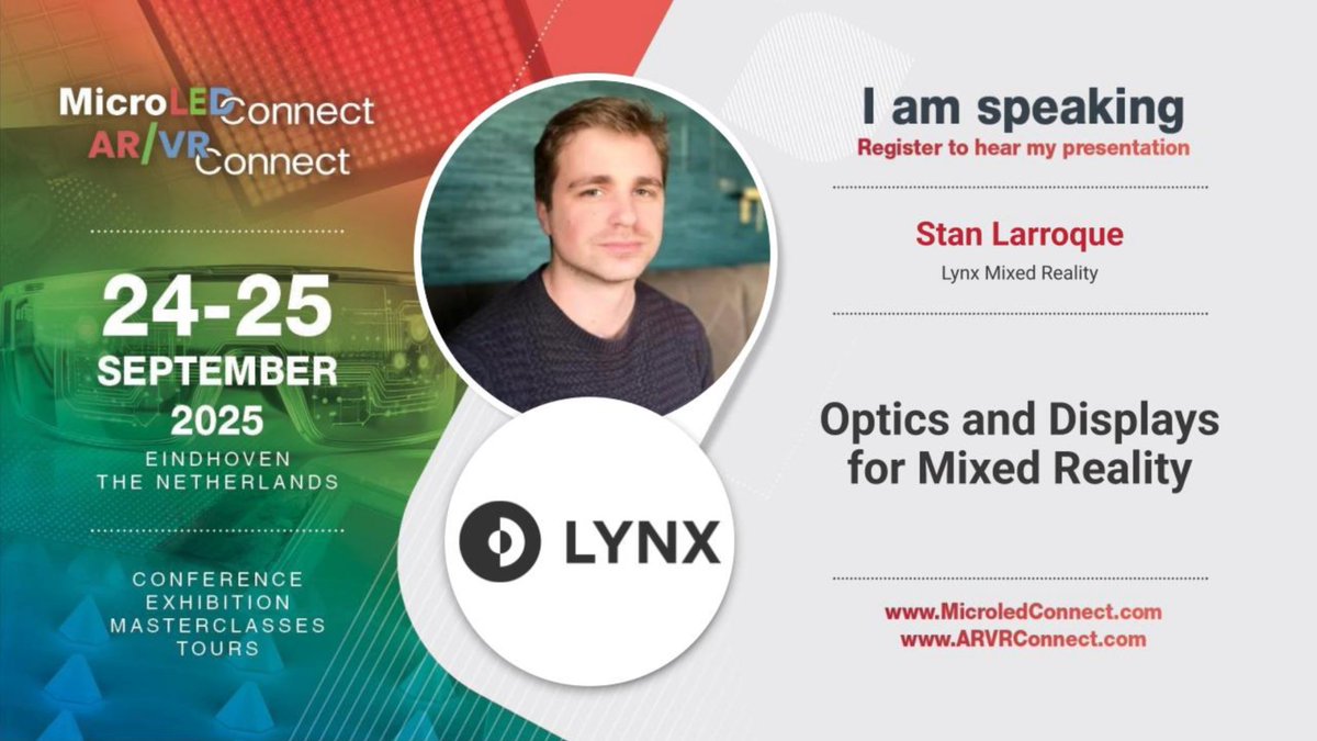 I'll be at MicroLED Connect next week, speaking right before Karl Guttag about MR displays and optics. I'll showcase the optical stack of our next product there, before the main reveal (which is soon™️).
microledconnect.com/agenda2025