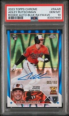 2023 Topps Chrome Blue Raywave Adley Rutschman Rookie Card RC Auto /150 PSA 10 #ad #thehobby cardpromoter.com/2025/09/15/bas…