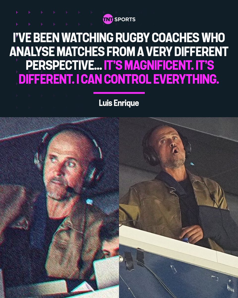 PSG manager Luis Enrique took inspiration from Rugby, taking to the press box to watch the first half of his side's 2-0 victory vs Lens 🤓