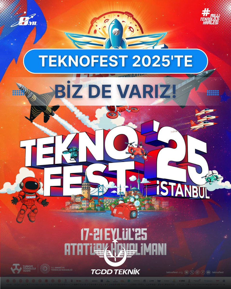 🚄 TEKNOFEST İstanbul’da Yerimizi Alıyoruz! 

17-21 Eylül tarihleri arasında Atatürk Havalimanı’nda düzenlenecek TEKNOFEST 2025’te biz de varız!