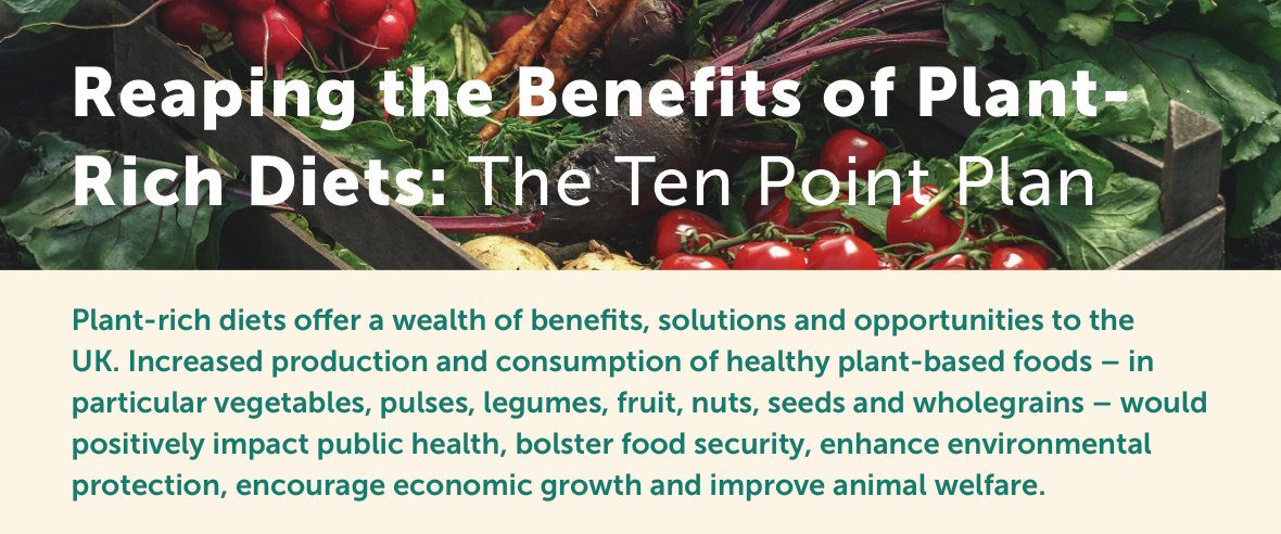 48 organisations (including us!) are calling for plant-rich diets in the Government's Food Strategy 🫘🍏🥔🫛🥫🥕🥦🍇🌽🥘🍅🍓

Read our 10 point plan here: plantbasedhealthprofessionals.com/new-defra-mini…

Plant-rich diets 🟰 healthy, sustainable, good for UK farmers &amp; the economy 👩‍🌾🌍📈

#healthyfood